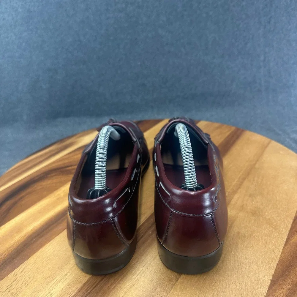 Towncraft Mens Burgundy Leather Kiltie Tassel Loafers Shoes 9.5 D 3217 1966 - Picture 7 of 12